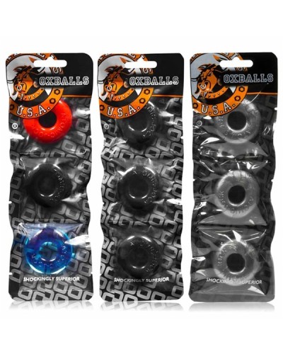 Pack de 3 mini cockrings Oxballs Gris pas cher