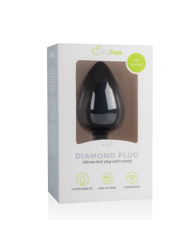 Plug Bijou Diamond Noir 8 x 4cm pas cher