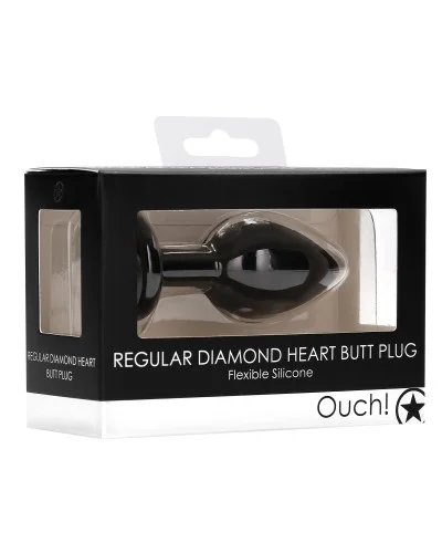 Plug Bijou Anal silicone Heart Noir 6 x 2.8 cm pas cher