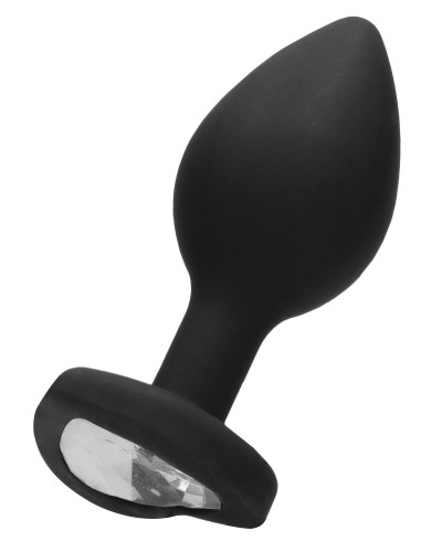 Plug Bijou Anal Silicone Heart Noir 7 x 3.5 cm pas cher