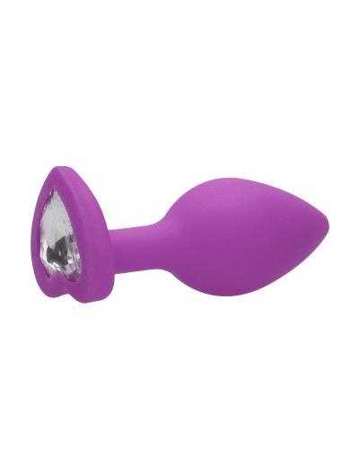 Plug Bijou Anal silicone Heart Violet 6 x 2.8 cm pas cher