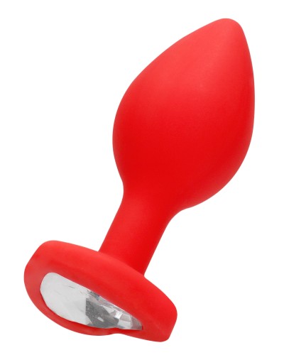 Plug Bijou Anal Silicone Heart Rouge 6 x 2.8 cm pas cher