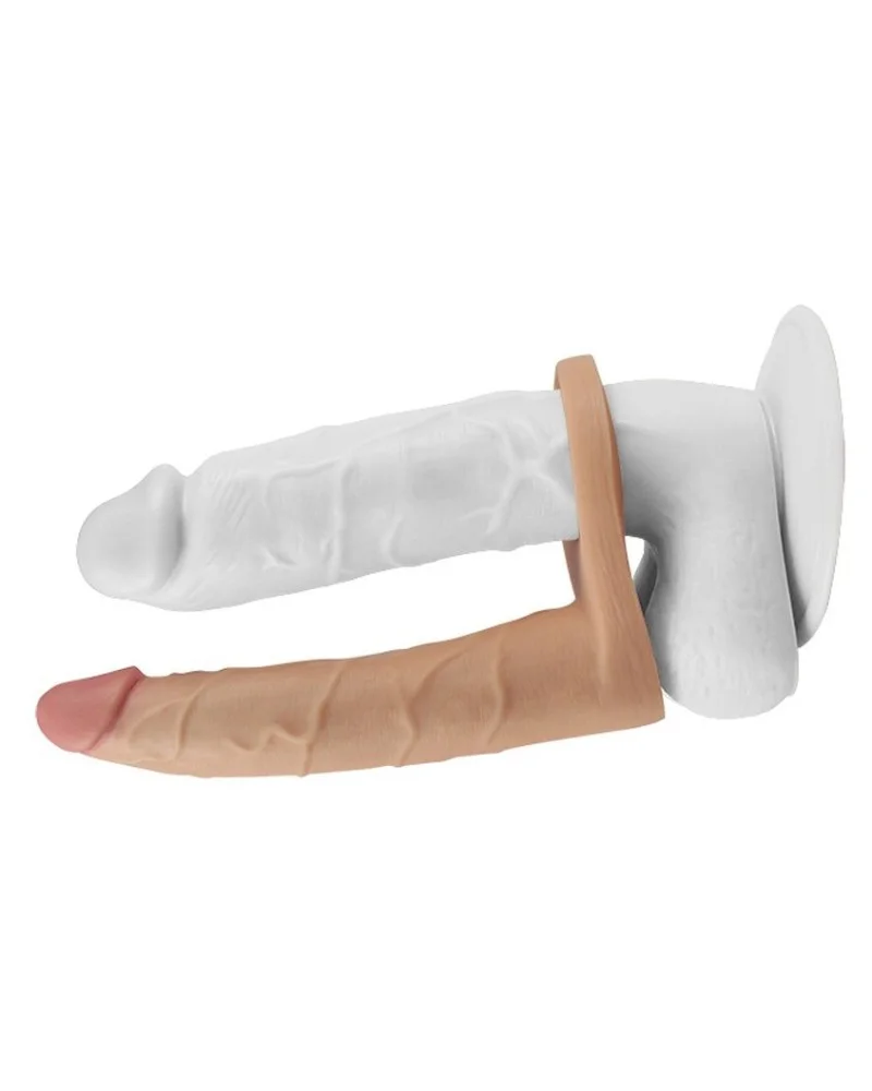 Double gode Cockring - 15.5 x 2.9 cm Flesh pas cher