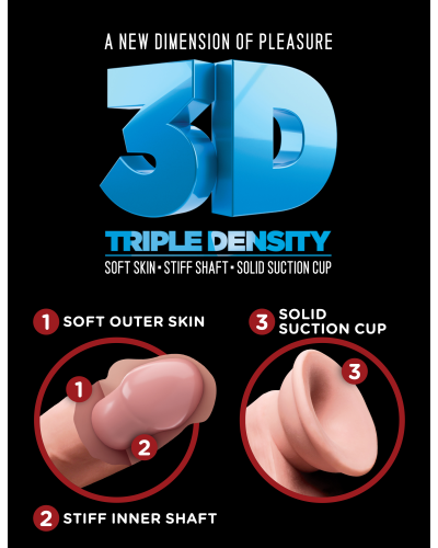 Gode 3D triple Density Curve 10 - 19 x 5 cm pas cher