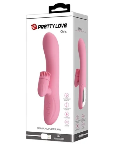 Vibro Rabbit Chris Pretty Love 20 x 3.5 cm Rose pas cher