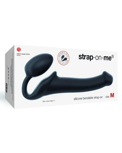 Gode + plug STRAP-ON-ME Bendable M 16 x 4 cm Noir pas cher