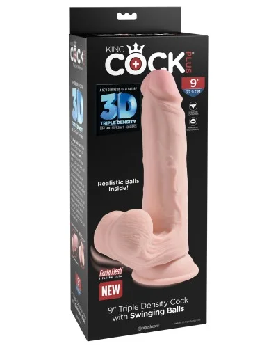 Gode rEaliste 3D Cock Swinging Balls 19 x 5.2 cm pas cher