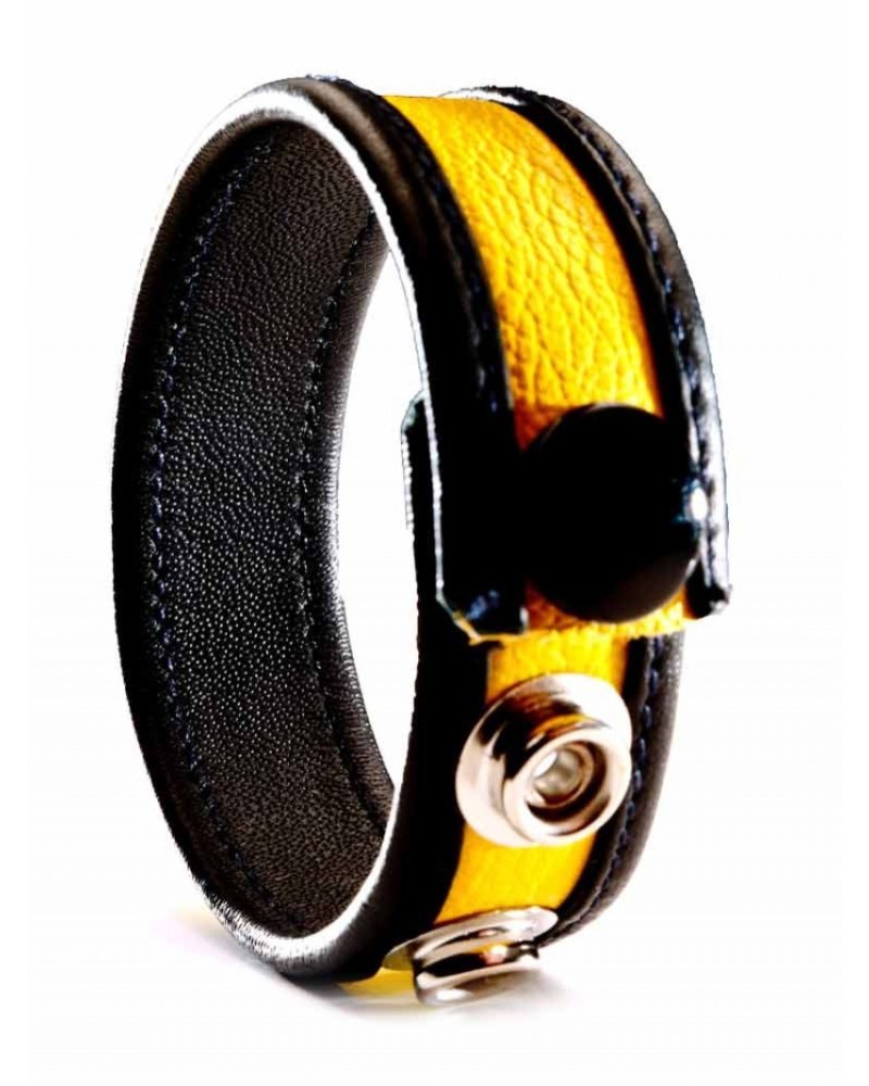 Cockring Cuir Jaune et Noir pas cher