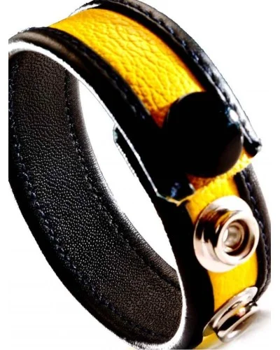 Cockring Cuir Jaune et Noir pas cher