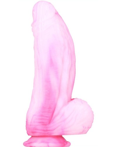 Gode Silicone Fat Dick 18 x 6.5cm Rose-Blanc pas cher