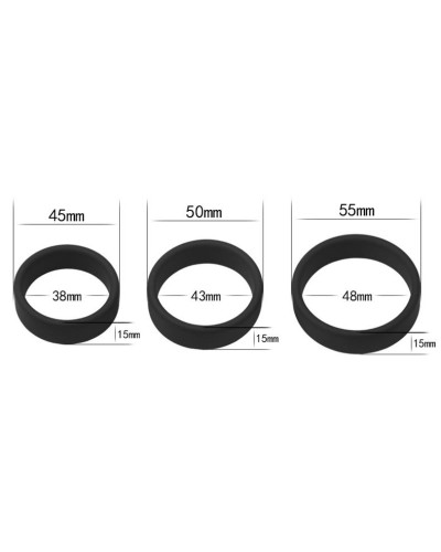 Pack de 3 cockrings silicone SiliRing Noirs pas cher