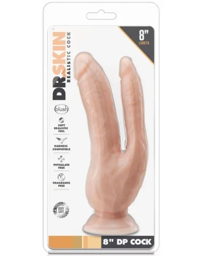 Double gode Dp Cock Dr Skin 18 x 6cm pas cher