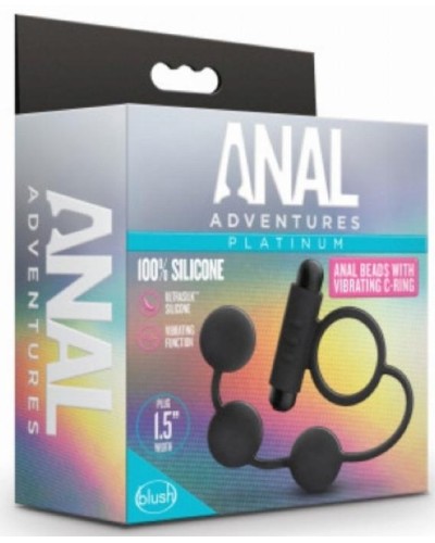 Cockring vibrant et Chapelet Anal Adventures Beads C-Ring 17 x 3.7cm pas cher