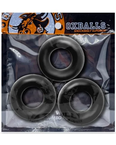 Lot de 3 cockrings Fat Willy Noirs pas cher