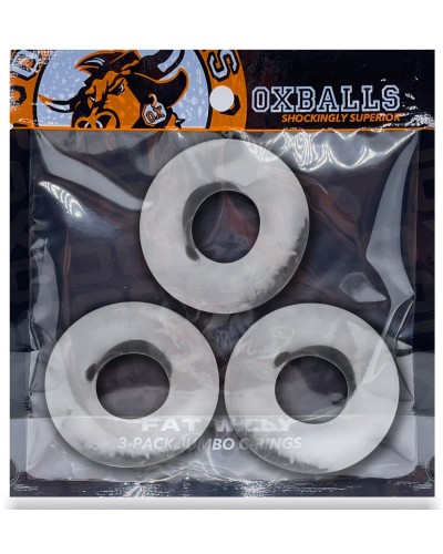 Lot de 3 cockrings Fat Willy Transparents pas cher