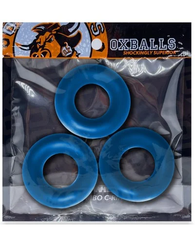 Lot de 3 cockrings Fat Willy Bleus pas cher