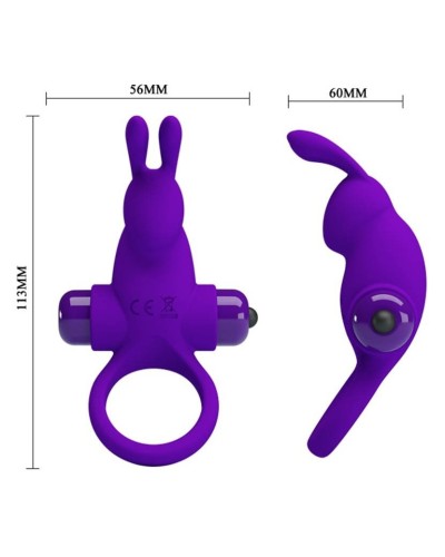 Cockring vibrant Dick Rabbit Pretty Love 30mm Violet pas cher