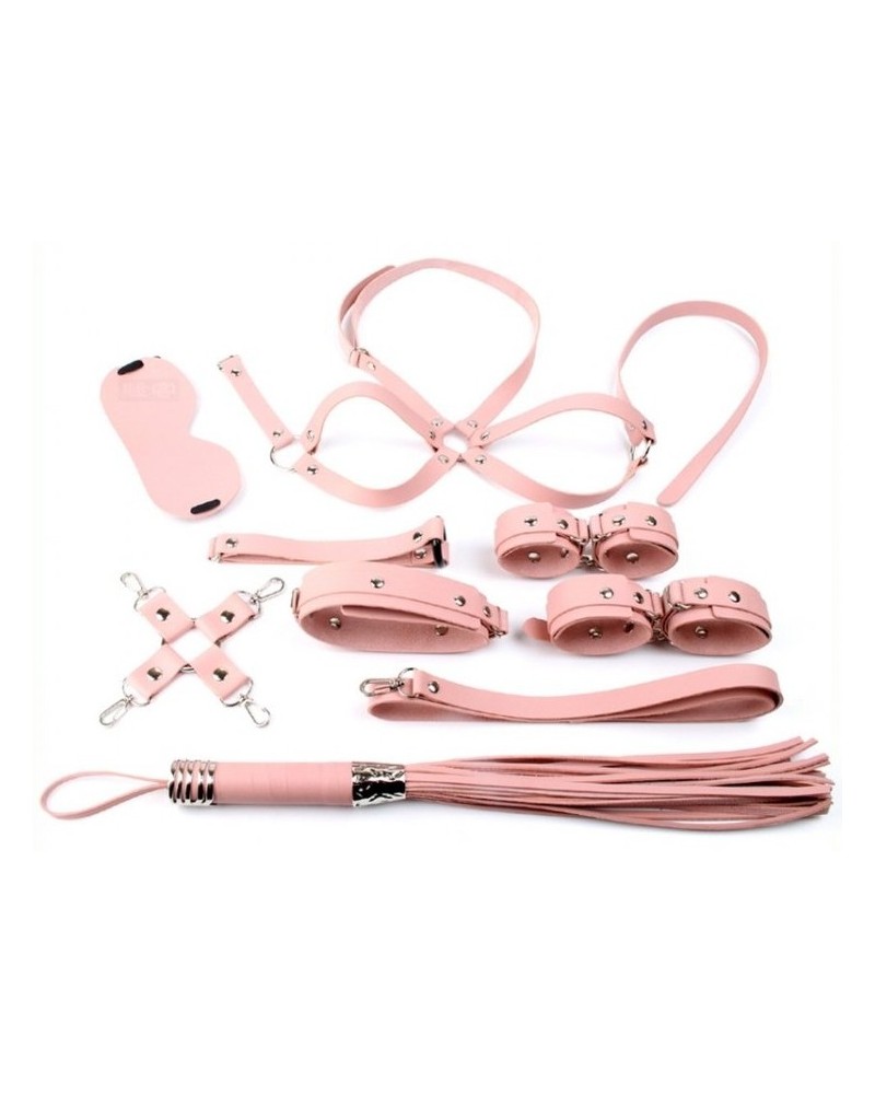 Coffret Bondage SM Obedience 10 Pieces Rose pas cher