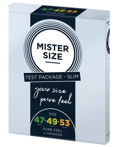 PrEservatifs MISTER SIZE Echantillon 3 tailles 47. 49 et 53mm pas cher