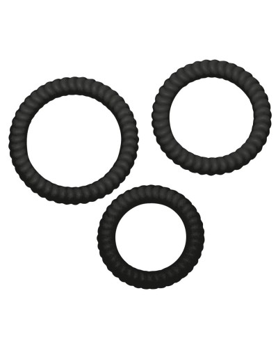 Lot de 3 cockrings silicone Lust Noirs pas cher