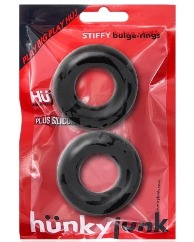 Lot de 2 cockrings Stiffy Bulge Noirs pas cher