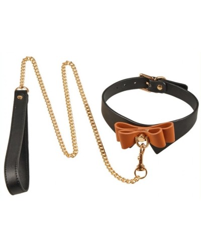 Collier et Laisse Butler Noir et Marron pas cher