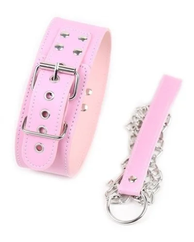 Collier et Laisse Pin Lock Rose pas cher