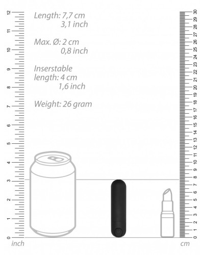 Mini Vibro Bullet Up 7.7 x 2cm Noir pas cher