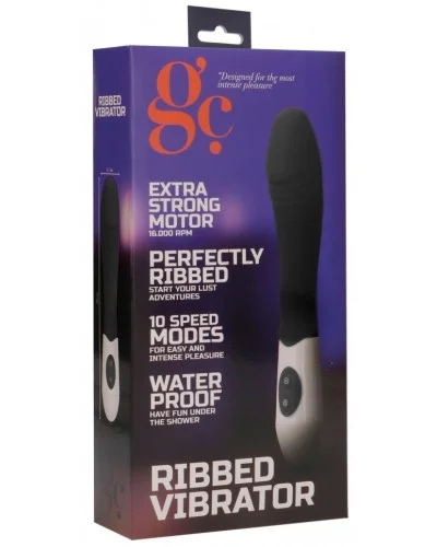 Vibro Ribbed Vibrator 12 x 3.7cm Noir pas cher