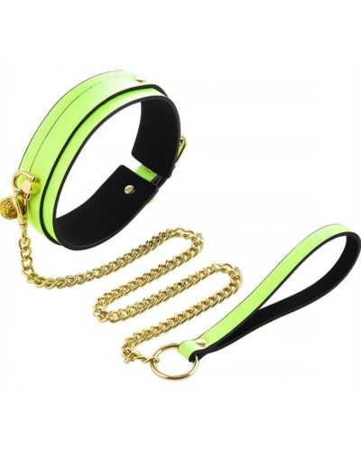 Collier-laisse phosphorescent Luminous Vert pas cher