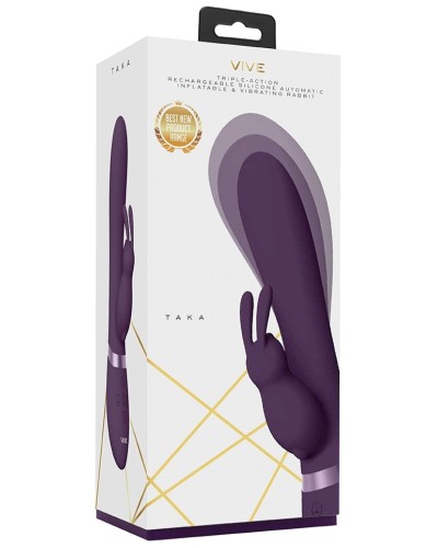 Vibro Rabbit gonflable Taka 22 x 6cm Violet pas cher