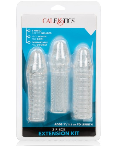 Kit de 3 Gaines de pEnis texturEes Ribbed Extend 14 x 4cm pas cher