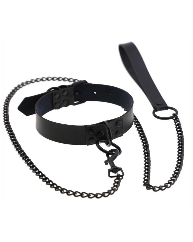 Collier-Laisse Punk Noir pas cher