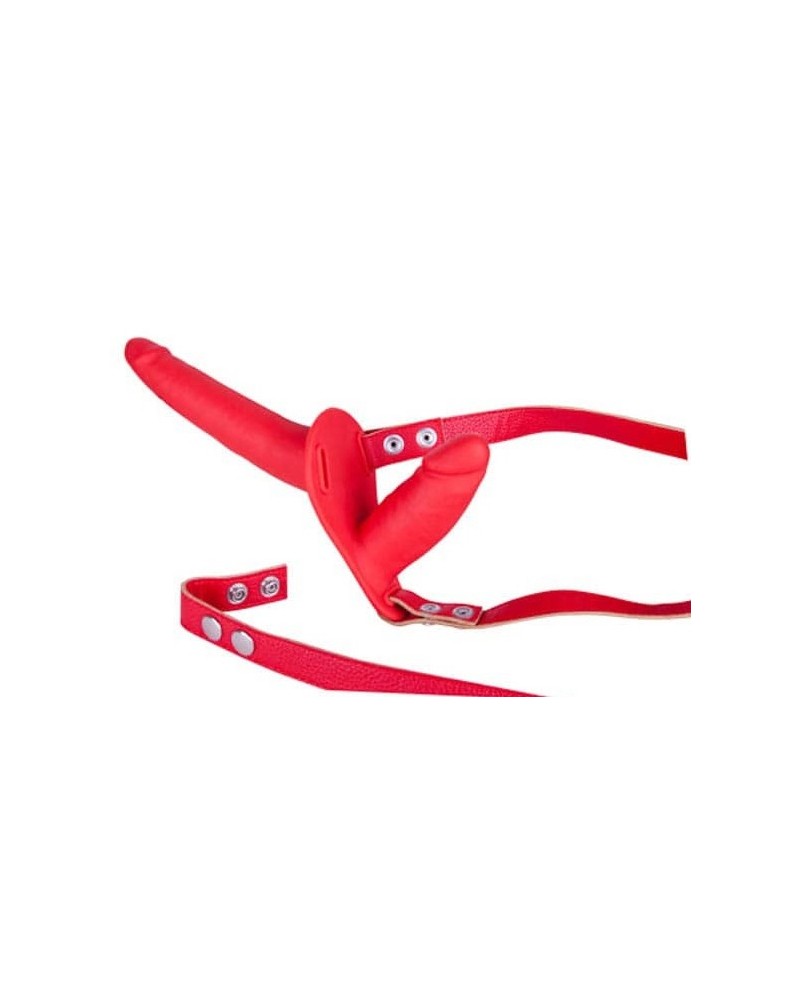 Gode ceinture Dual Climax 14 x 3.5cm Rouge pas cher