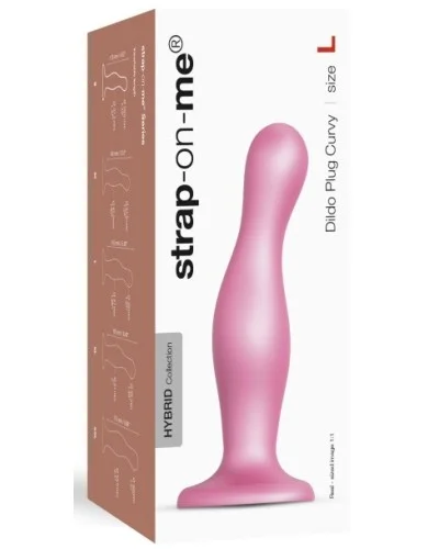 Plug Silicone Curvy Strap-On-Me L 15 x 4.6cm Rose pas cher