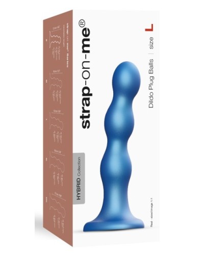 Plug Silicone Balls Strap-On-Me L 15 x 3.9cm Bleu pas cher