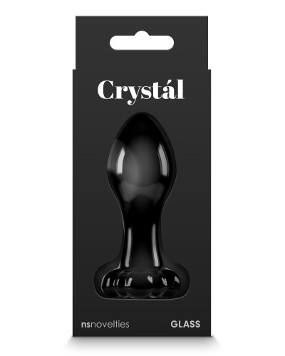 Plug en verre Crystal Flower 7.5 x 3.1cm Noir pas cher