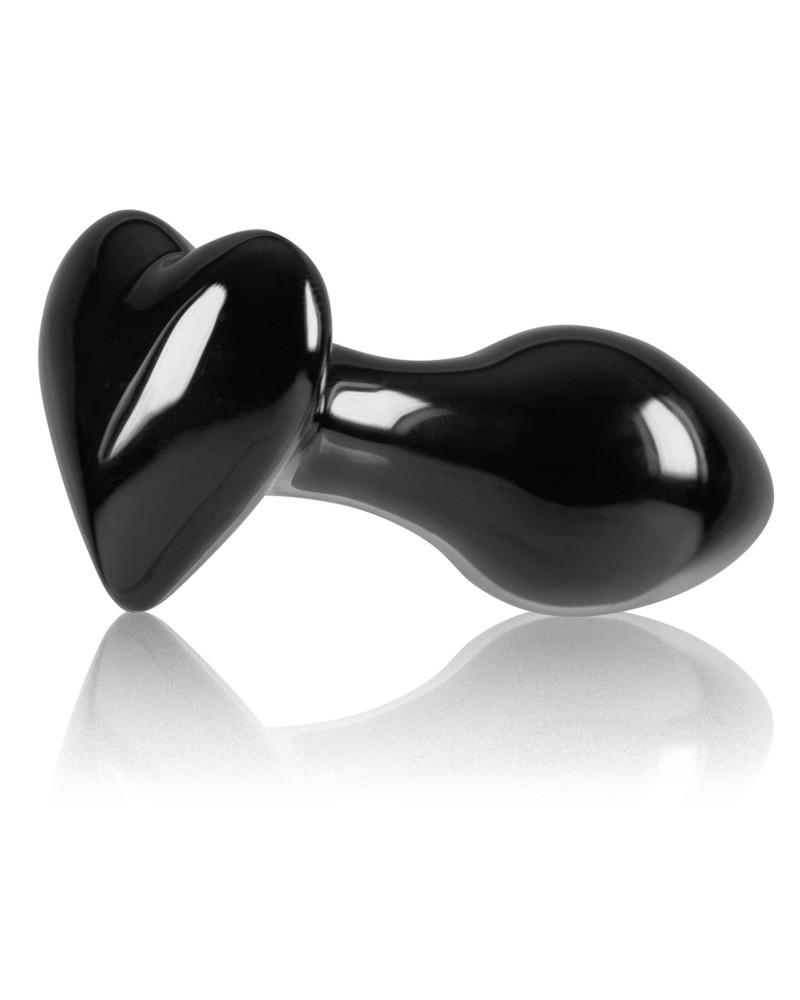 Plug en verre Crystal Heart 7 x 3.2cm Noir pas cher