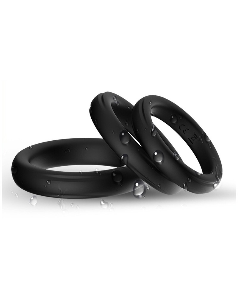 Lot de 3 cockring Silicone Set Ring Noirs pas cher