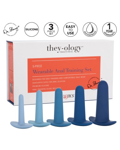 Lot de 5 plugs silicone Anal Training Bleus pas cher