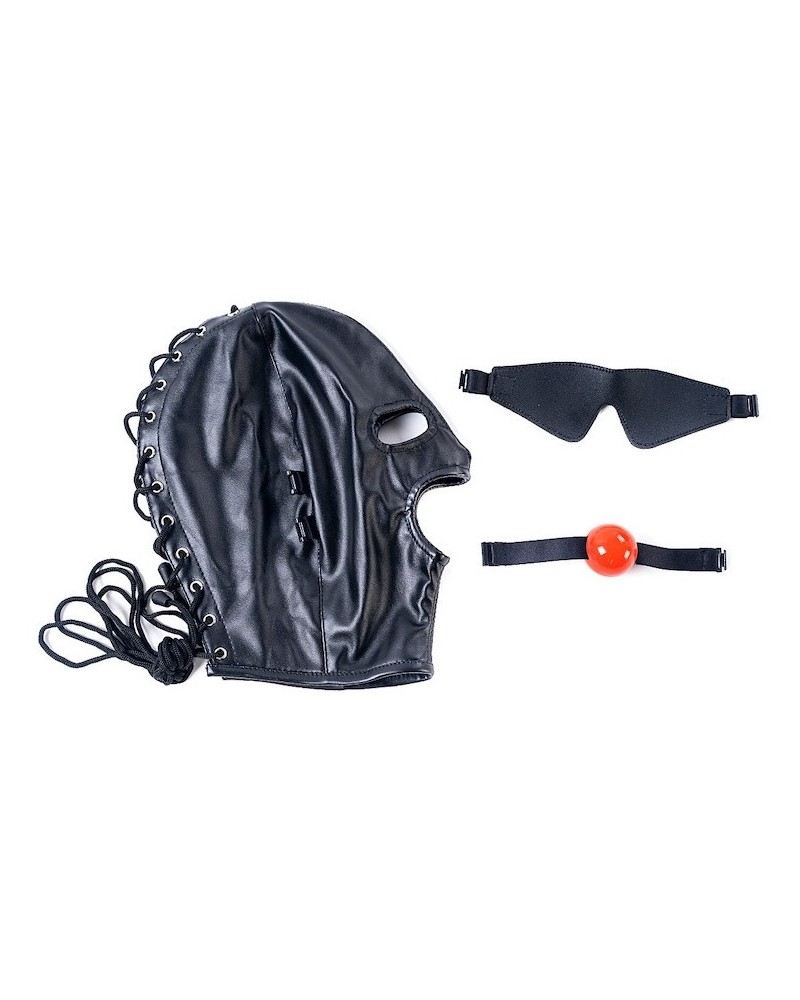 Cagoule BDSM Réglable Unisexe - Noir, Robuste, Pour Jeux De Domination/soumission