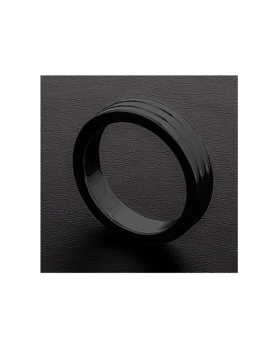 Cockring Ribbed Triune Noir 10mm Taille 45 mm