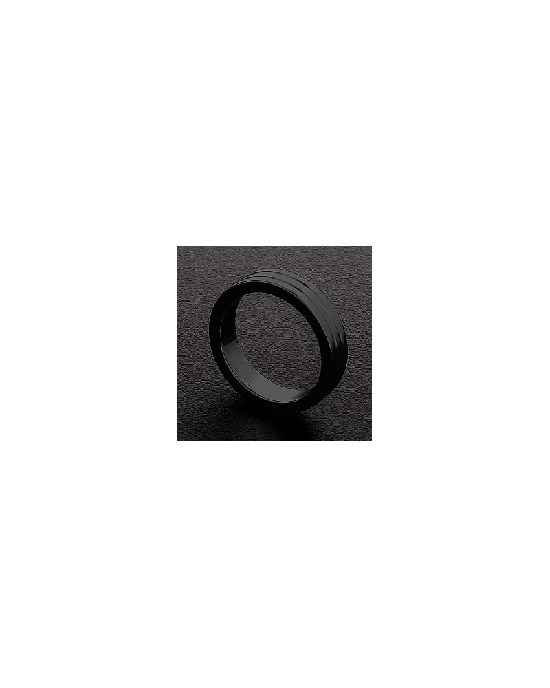 Cockring Ribbed Triune Noir 10mm Taille 45 mm