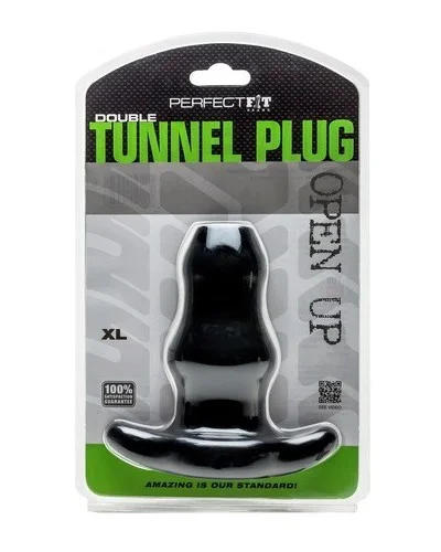 Double Tunnel Plug Noir Extra-Large 14 x 8.3 cm pas cher