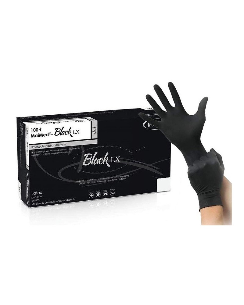 Gants en Latex non poudres BLACK LX Noir x100 Taille L