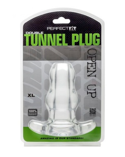 Double Tunnel Plug Transparent Extra-Large 14 x 8.3 cm pas cher