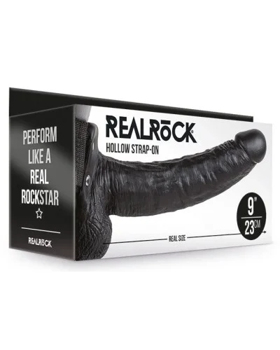 Gode ceinture creux HOLLOW STRAP ON RealRock 23 x 4.5cm Noir