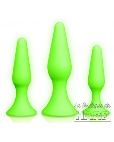 Lot de 3 plugs phosphorescents Glow Plugs Silicone