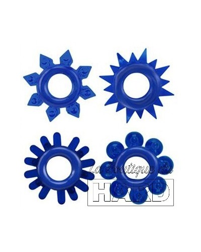 Lot de 4 Cockrings souples Ring Stars Bleus