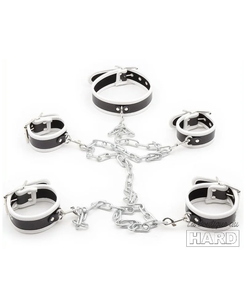 Set de restriction Collier et menottes Noir-Blanc